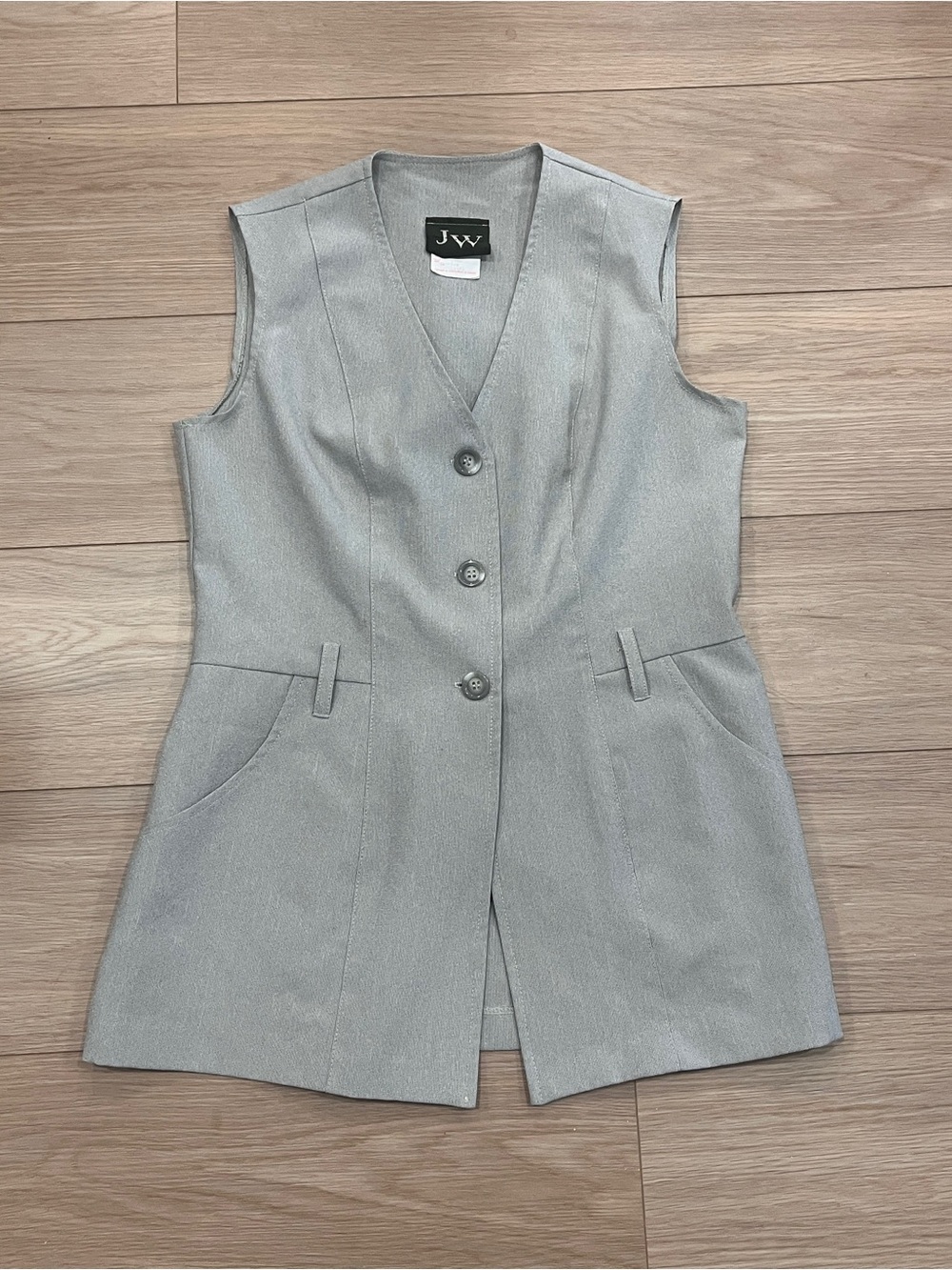 Vintage JW Grey Longline Tailored Vest Waistcoat Size 7/8 Old Money Quiet Luxury